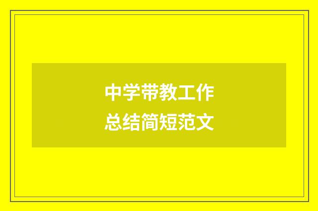 中学带教工作总结简短范文