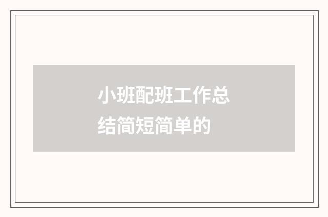 小班配班工作总结简短简单的