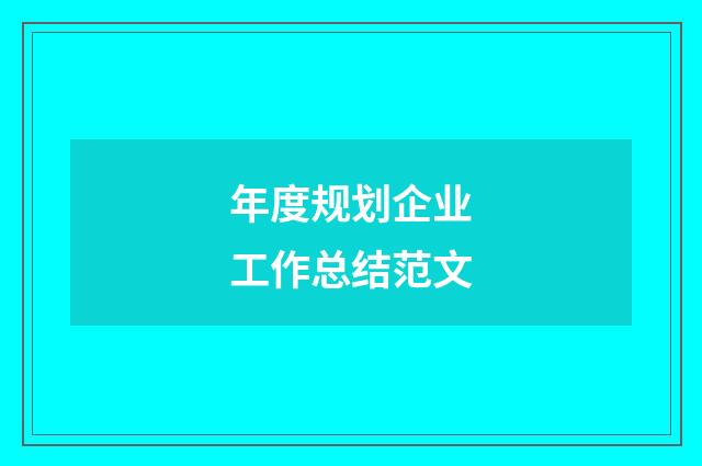 年度规划企业工作总结范文