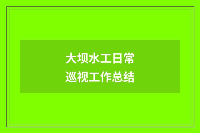 大坝水工日常巡视工作总结