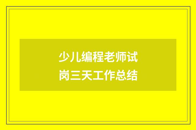 少儿编程老师试岗三天工作总结