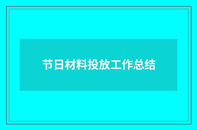 节日材料投放工作总结