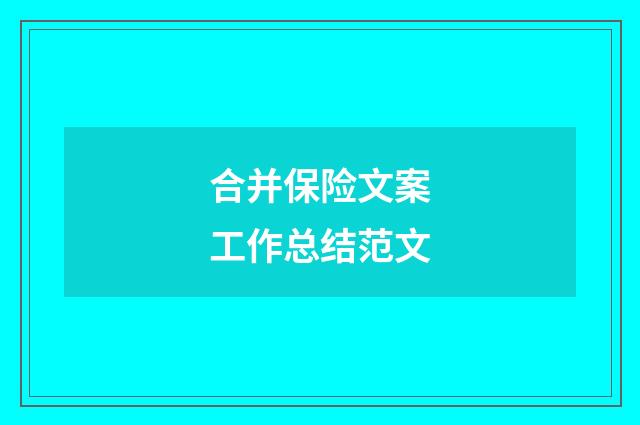 合并保险文案工作总结范文
