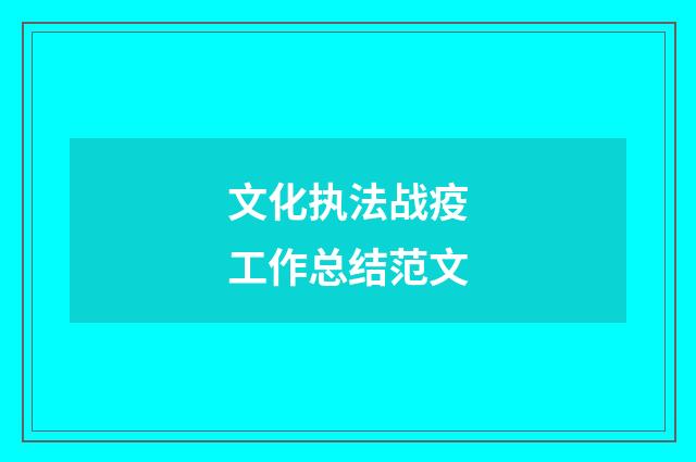 文化执法战疫工作总结范文
