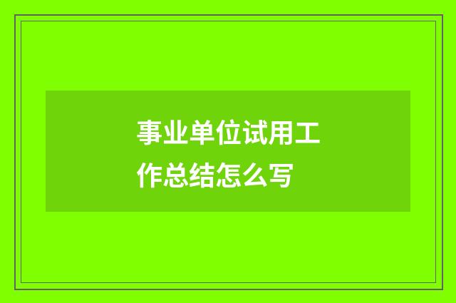 事业单位试用工作总结怎么写