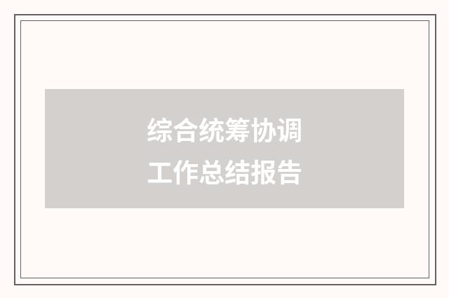 综合统筹协调工作总结报告