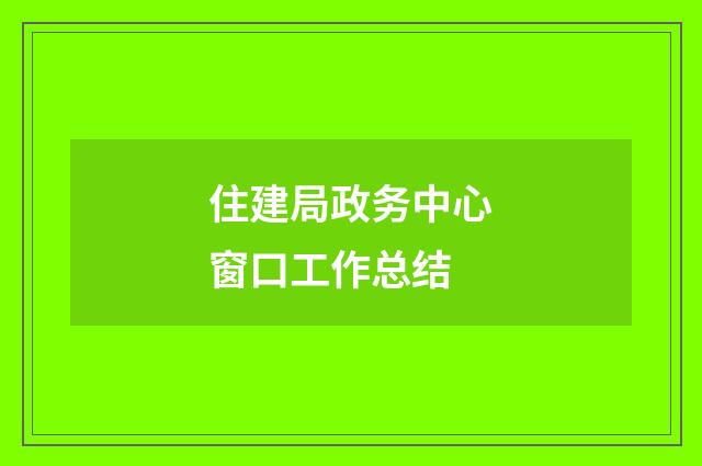 住建局政务中心窗口工作总结