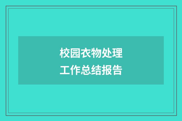 校园衣物处理工作总结报告