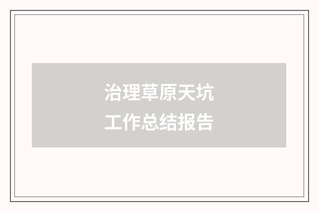 治理草原天坑工作总结报告