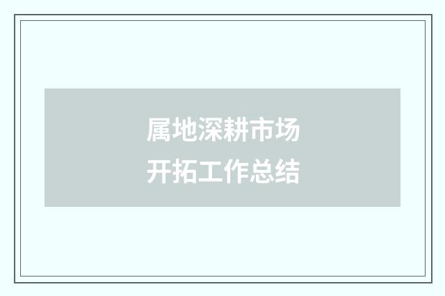属地深耕市场开拓工作总结