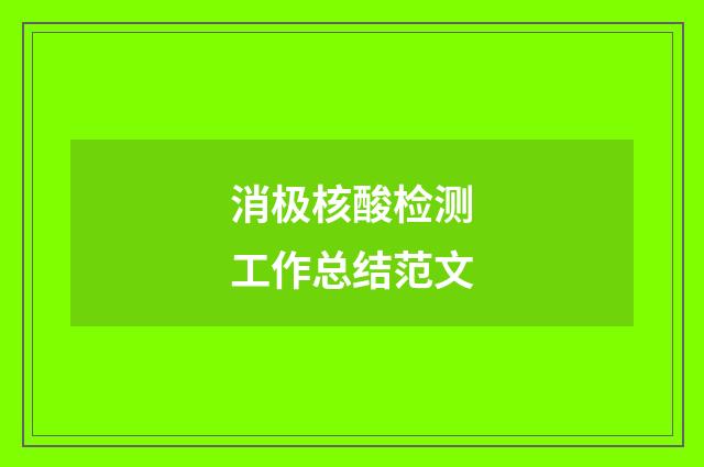 消极核酸检测工作总结范文