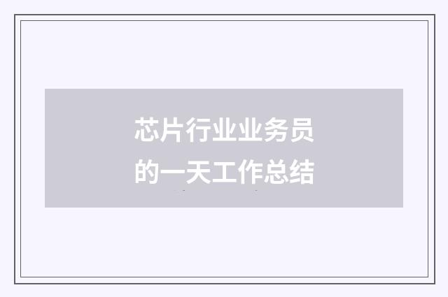 芯片行业业务员的一天工作总结