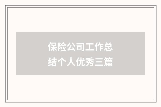 保险公司工作总结个人优秀三篇