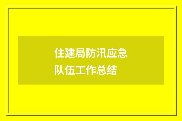 住建局防汛应急队伍工作总结