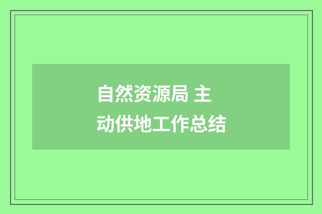 自然资源局 主动供地工作总结