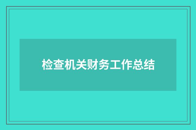 检查机关财务工作总结