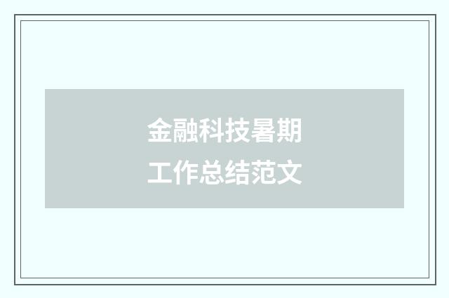 金融科技暑期工作总结范文