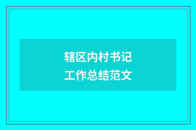辖区内村书记工作总结范文