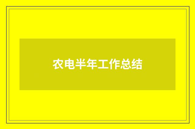 农电半年工作总结