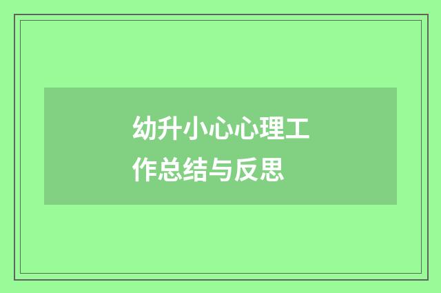 幼升小心心理工作总结与反思