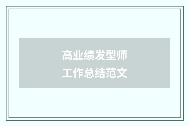 高业绩发型师工作总结范文