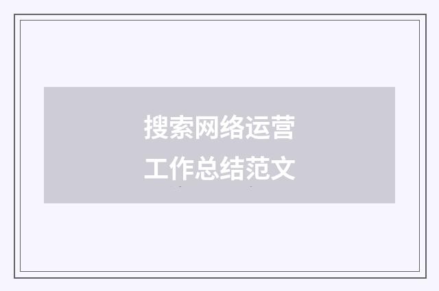 搜索网络运营工作总结范文