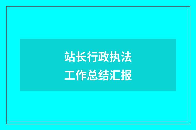 站长行政执法工作总结汇报