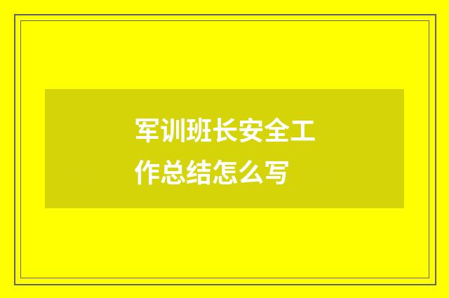 军训班长安全工作总结怎么写
