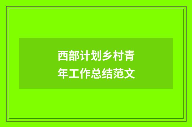 西部计划乡村青年工作总结范文