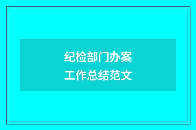 纪检部门办案工作总结范文