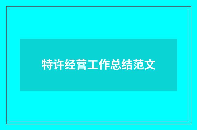 特许经营工作总结范文