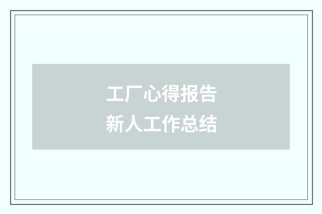 工厂心得报告新人工作总结