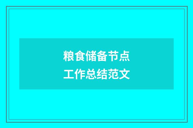 粮食储备节点工作总结范文