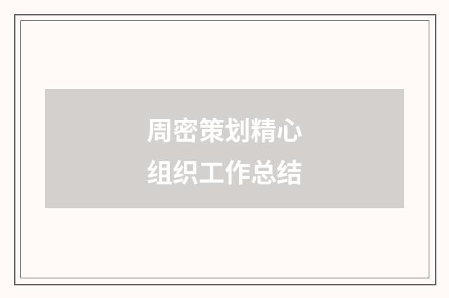 周密策划精心组织工作总结