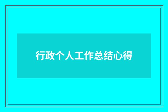 行政个人工作总结心得