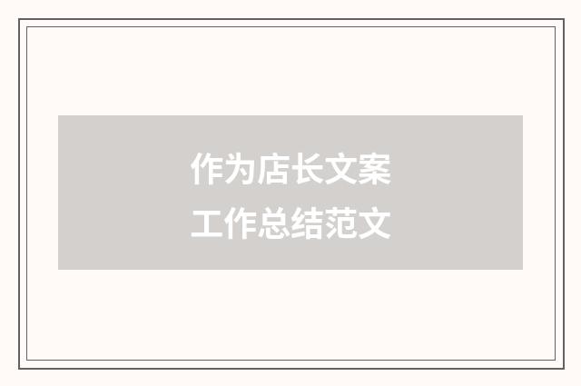 作为店长文案工作总结范文