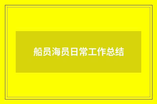 船员海员日常工作总结