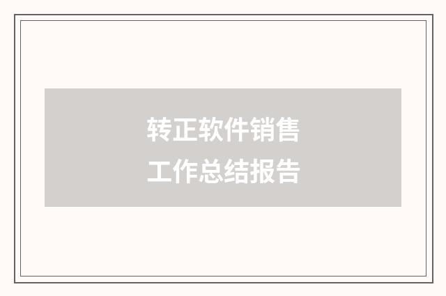 转正软件销售工作总结报告