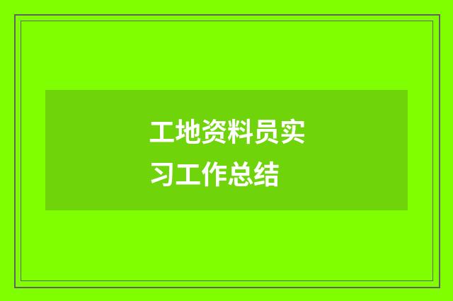 工地资料员实习工作总结