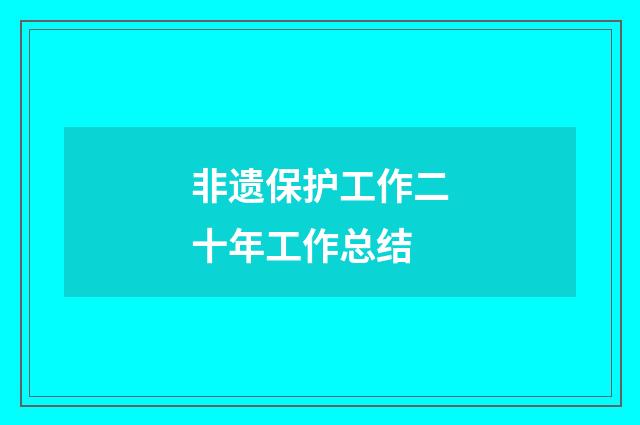 非遗保护工作二十年工作总结
