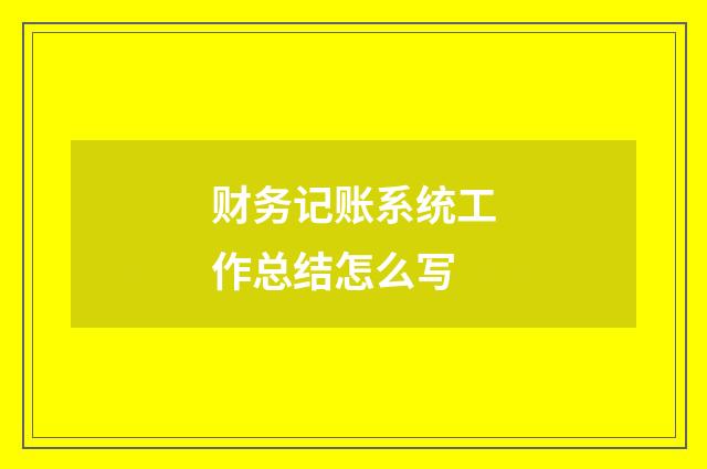 财务记账系统工作总结怎么写