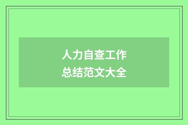 人力自查工作总结范文大全