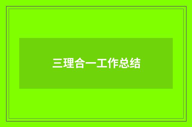 三理合一工作总结