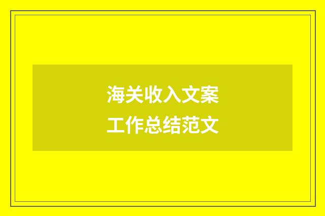 海关收入文案工作总结范文