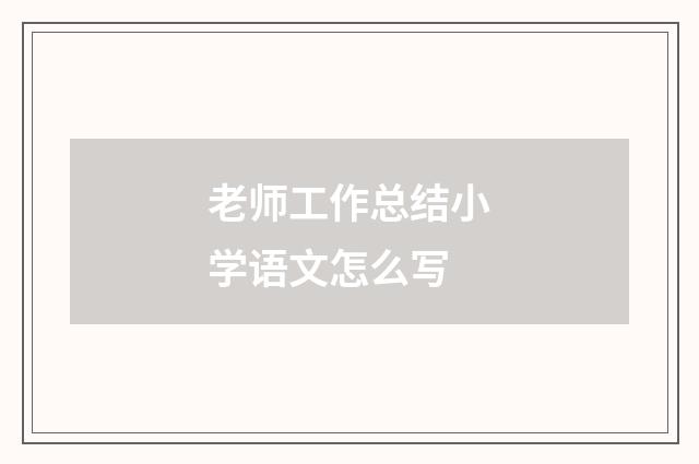 老师工作总结小学语文怎么写