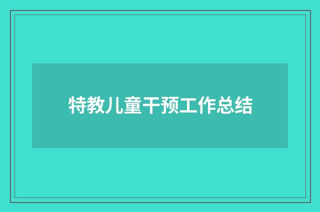 特教儿童干预工作总结