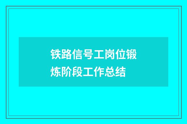 铁路信号工岗位锻炼阶段工作总结