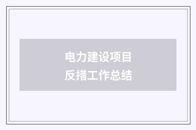 电力建设项目反措工作总结