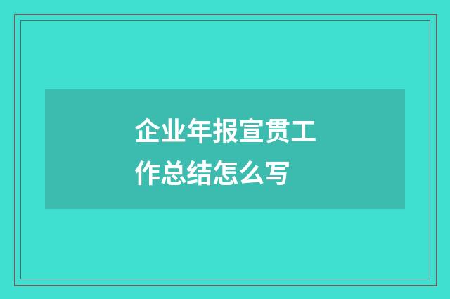企业年报宣贯工作总结怎么写