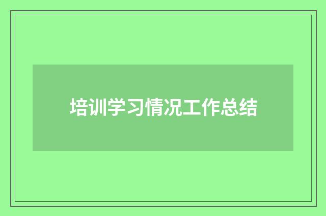 培训学习情况工作总结